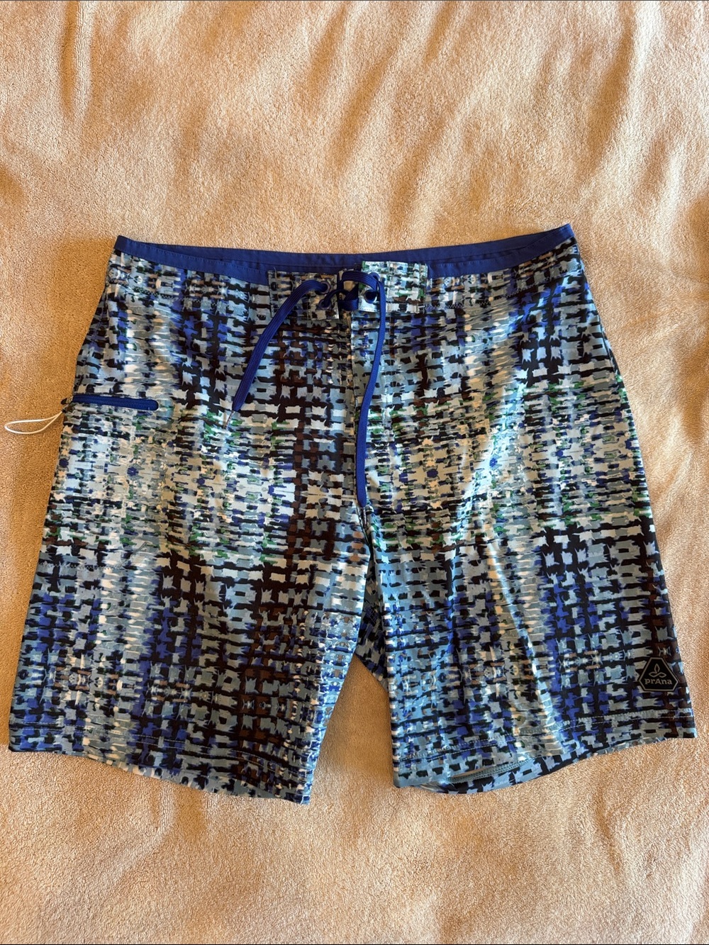 Prana Blue & Green & Black Swim Shorts